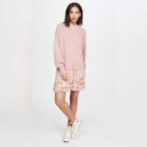 Free People Opposites Attract Mini Dress Pearl Mauve Combo Size Extra Small